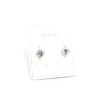 Büyük Boy Tek Taş Küpe - Gümüş