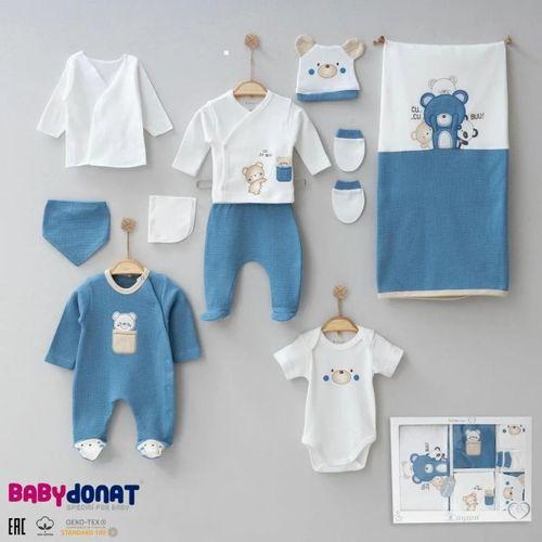 Bebek Waffle Ayıcık Desenli 10'lu Kutulu Hastane Çıkışı Seti Kutulu