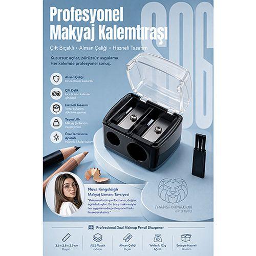 Çift Bıçaklı Makyaj Kalemi Açacağı - Şeffaf Hazneli 723524