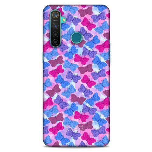 Oppo Realme 5 Pro Kılıf Kelebek Etkisi (21) Koruyucu Kapak Yeşil Kırmızı
