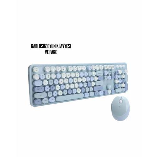 Kablosuz Klavye Mouse Seti Mavi