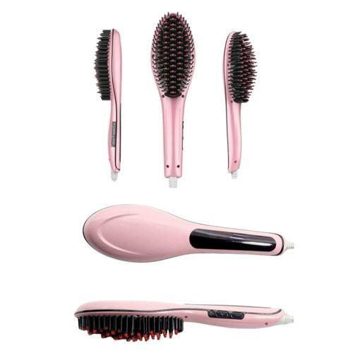 Elektrikli Saç Düzleştirici Tarak Saç Düzleştirici Fırça Sıkı Dişli Pembe