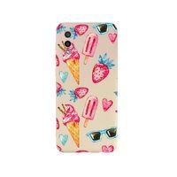 Samsung A02 Summer Çilek Premium Silikonlu Pembe Telefon Kılıfı