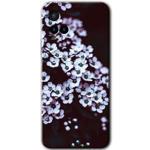 Vivo Y21 Kılıf HD Desen Baskılı Arka Kapak+Temperli Cam - Beyaz Çiçek