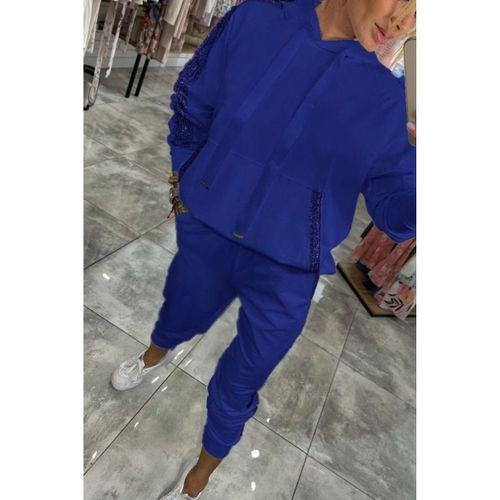 Kadın Uzun Kollu Kapşonlu Pulpayet Detay Viskon Iki Iplik Bluz Ve Pantolon Ikili Takım