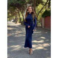 Kadın Uzun Kollu Bisiklet Yaka Yandan Bağlamalı Uzun Modal Elbise