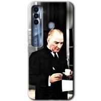 Tecno Spark 7 Pro Kılıf HD Desen Baskılı Arka Kapak - Atatürk Türk Kahvesi + Kırılmaz Cam
