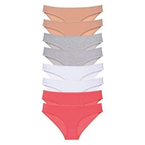 8 Adet Süper Eko Set Likralı Kadın Slip Külot Ten Gri Beyaz Fuşya