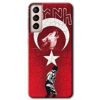 MRCİLETİSİM Samsung Galaxy S21 Plus Kılıf HD Desen Baskılı Arka Kapak + Temperli Cam - Bozkurt Atam