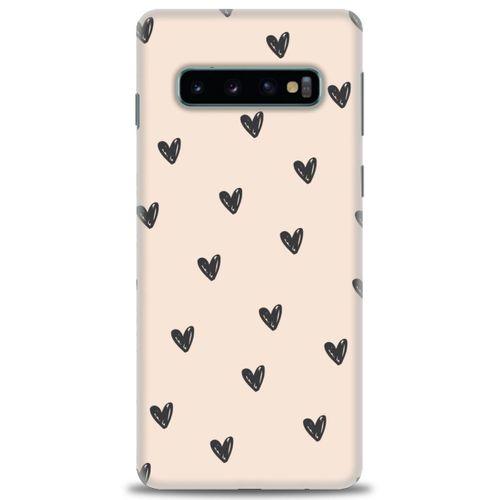 Samsung Galaxy S10 Kılıf HD Baskılı Kılıf - Minik Kalpler + Tam Ekran Koruyucu
