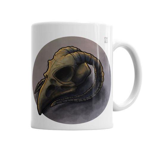 Skull Bird Branca Kupa Bardak Porselen