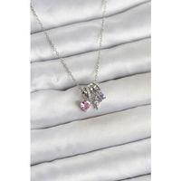 316L Çelik Gümüş Pembe Zirkon Taşlı Charmlı Kadın Kolye