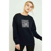 Straight Outta Compton Baskılı Siyah Kadın Sweatshirt