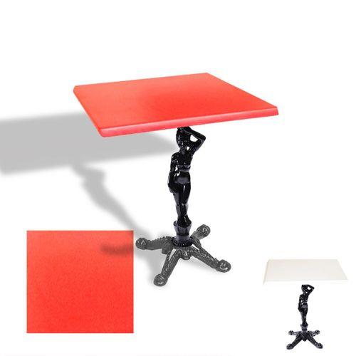 Dockers Çipa 1003 Döküm Ayak Kare Masa 60X60 cm - (Werzalit, Wermodin ve Allzalit Tabla) - Kırmızı