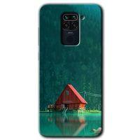 MRCİLETİSİM Xiaomi Redmi Note 9 Kılıf Kapak - House In Woods +Hayalet Ekran Yandan Gözükmez