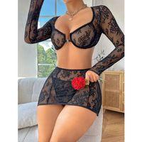 Siyah Dantel Etekli Transparan Fantezi Kostüm 3812