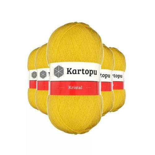 5 Adet Kristal Çift Katlı El Örgü Lif İpi Sarı K301