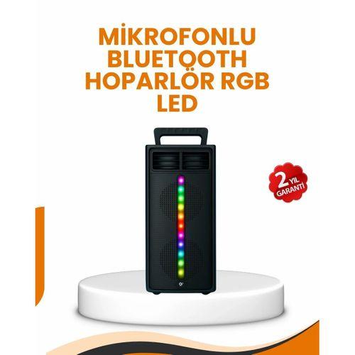 Bluetooth Işıklı Hoparlör – 2x5w Güç | Usb + Tf Kart + Fm Radyo | Siyah Renk