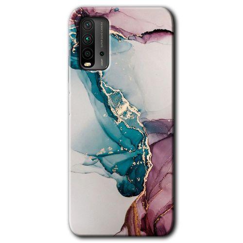 BeRa Aksesuar Xiaomi Redmi 9T Kılıf Baskılı Kapak - Liquid Mermer +Tam Kaplayan Mat Seramik