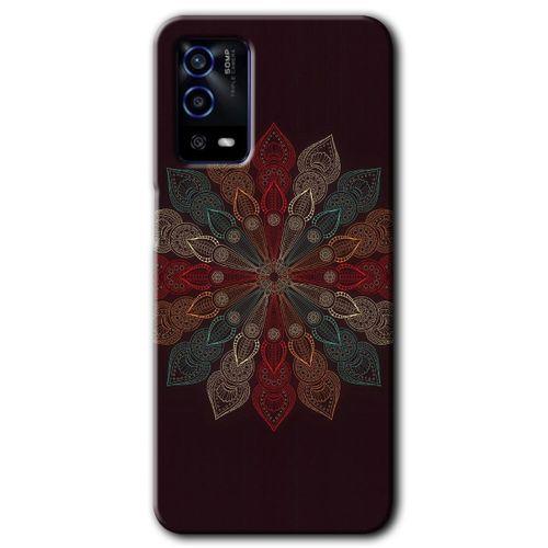 Oppo A55 Kılıf HD Desen Baskılı Arka Kapak + Temperli Cam - Mandala Flower Wal