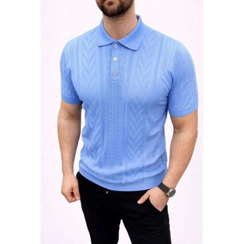 Erkek Yazlık Triko Tişört Kısa Kol Polo Yaka Düğmeli T-Shirt - Bebek Mavisi