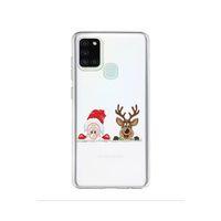 Noel Baba Ve Geyik Tasarımlı Samsung A21S Şeffaf Telefon Kılıfı