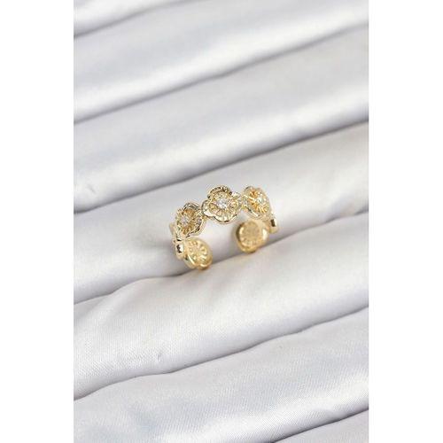 Pirinç Gold Renk Yonca Model Kadın Yüzük