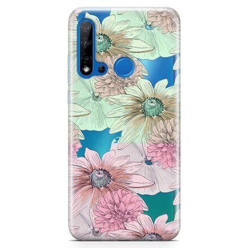 Huawei Nova 5i Kılıf Alman Papatyası Arka Kapak Koruma Desenli Full Koruyucu