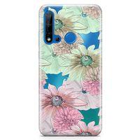 Huawei Nova 5i Kılıf Alman Papatyası Arka Kapak Koruma Desenli Full Koruyucu