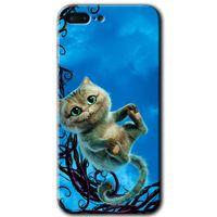 MRCİLETİSİM iPhone 8 Plus Kılıf Kapak - Çılgın Kedi +Hayalet Ekran Yandan Gözükmez