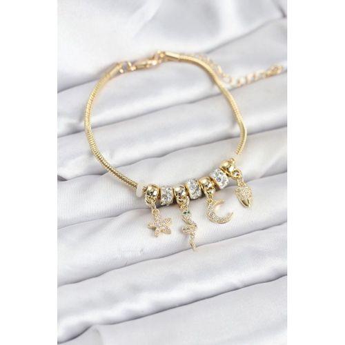 Pirinç Gold Renk Yılan Charmlı Kadın Bileklik