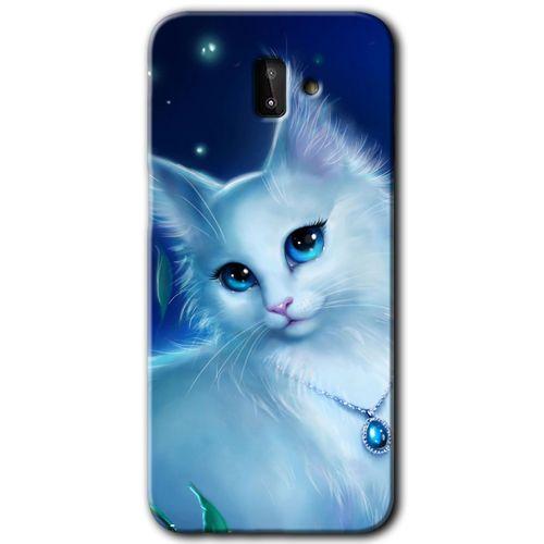 MRCİLETİSİM MRCİLETİSİM Samsung Galaxy J8 Kılıf HD Desen Baskılı Arka Kapak + Temperli Cam - Cat Glance