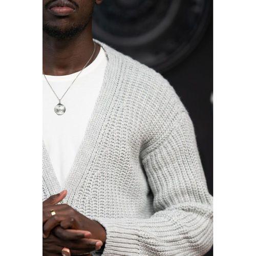 Oversize Crop Model V Yaka Düğme Kapamalı Örgü Hırka