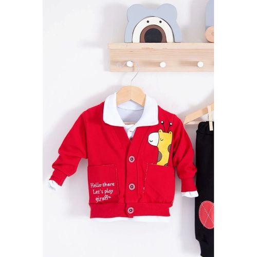 Graffe Zürafa Desenli 3'lü Erkek Bebek Takımı