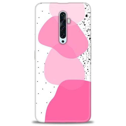 Oppo Reno 2Z Kılıf HD Baskılı Kılıf - Pembe Beyaz Siyah + Tam Ekran Koruyucu