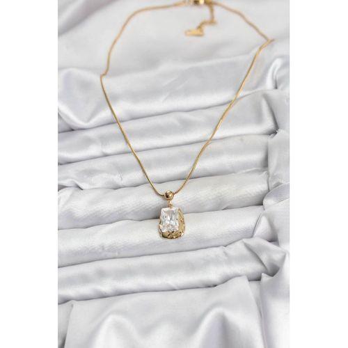 316L Çelik Zincir Gold Renk Zirkon Taşlı Kadın Kolye - TJ-BKO10633