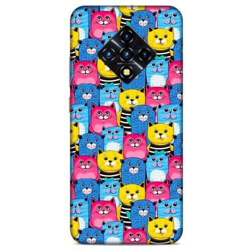 Lopard İnfinix Zero 8 Uyumlu Kılıf Kediler (36) Glitter Kılıf Mavi Pembe