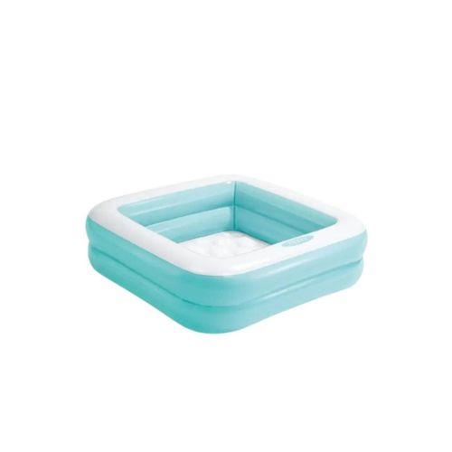Mavi Renk Şişme Yumuşak Tabanlı Mini Kare Çocuk Havuzu 86x86x25 - El Hava Pompası