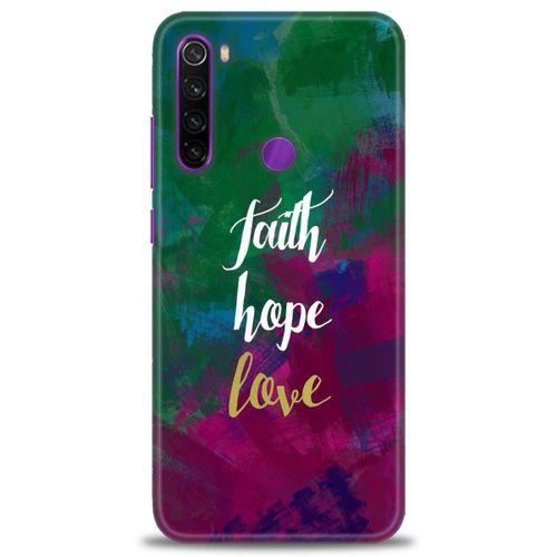 Xiaomi Redmi Note 8 Kılıf HD Baskılı Kılıf - Faith Hope Love + Tam Ekran Koruyucu