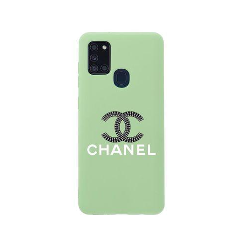 Samsung A21s Channel Desenli Premium Silikonlu Yeşil Telefon Kılıfı
