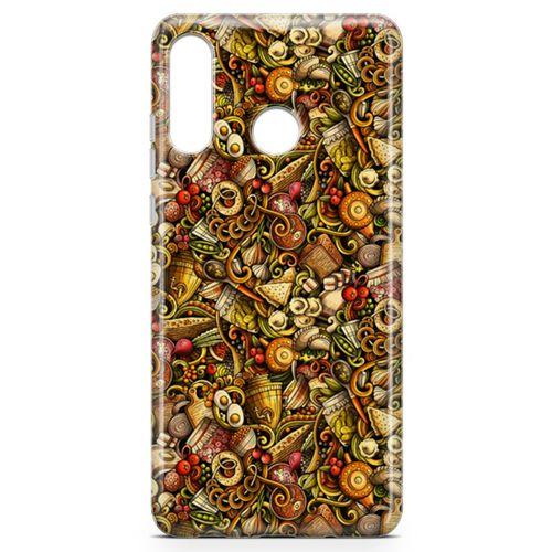 Huawei Nova 4e Kılıf Gastronomi Doodle Arka Kapak Koruma Desenli Full Koruyucu