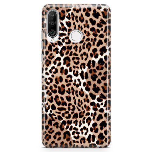 Huawei P30 Lite 2020 Kılıf Beyazlı Leopar Arka Kapak Koruma Desenli Full Koruyucu