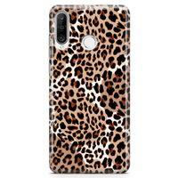 Huawei P30 Lite 2020 Kılıf Beyazlı Leopar Arka Kapak Koruma Desenli Full Koruyucu