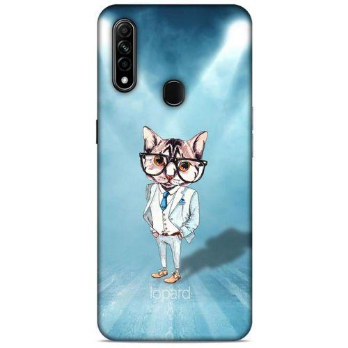 Oppo A31 Kılıf FunnyMaX (40) Fit Silikon Kılıf Açık Mavi Kedi