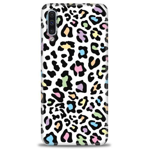 Samsung Galaxy A50 Kılıf HD Baskılı Kılıf - Renkli Leopar + Tam Ekran Koruyucu