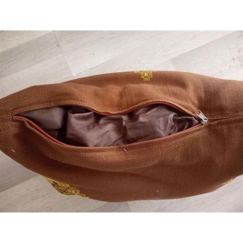 Kahverengi Minder El İşlemesi Büyük Boy Fermuarlı 63X52X13Cm