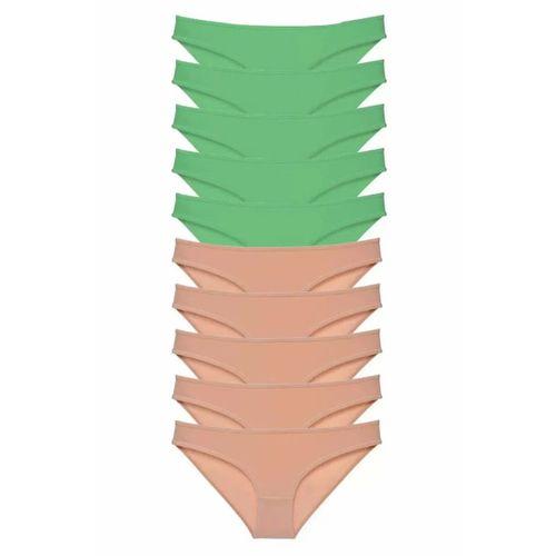 10 adet Süper Eko Set Likralı Kadın Slip Külot Yeşil Ten