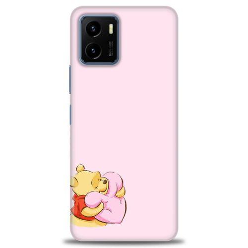 Vivo Y21S Kılıf HD Baskılı Kılıf - Winnie the Pooh Kalpli + Tam Ekran Koruyucu