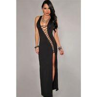 B100839 Bağlamalı Seksi Uzun Elbise
