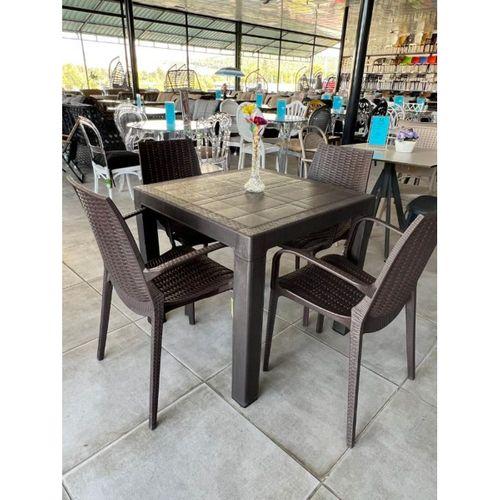 Mandella Elit Rattan 80x80 Nirvana Koltuk Masa Takımı Kahverengi